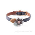 Friendly Solid Cute Leather Pet Dog Flower Collar